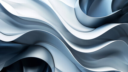 Wall Mural - Gray  waves and ruffles - abstract background, horizontal banner