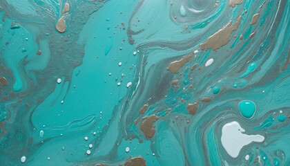 Wall Mural - Turquoise deep abstract painting