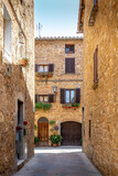 Fototapeta Paryż - Pienza, Italy - July 24, 2023: Beautiful city of Pienza in Tuscany, Italy