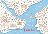 Fototapeta Dinusie - Map of the center of Istanbul with attractive points