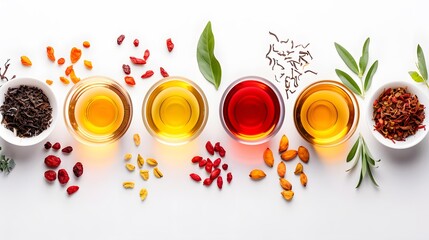 Composition with goji tea on white