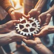 © alphaspirit - Teamwork together and combine pieces of gears. Partnership and integration concept. Generative AI