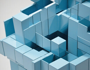 Wall Mural - blue geometric structure, 3d render