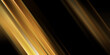 Technology futuristic background golden, black and yellow striped lines with light effect on black background