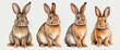 © Random_Mentalist - Watercolor bunnies, illustration of isolated bunny collection, set of 4 rabbit bundle, easter