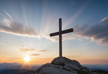 Cross on top of rock