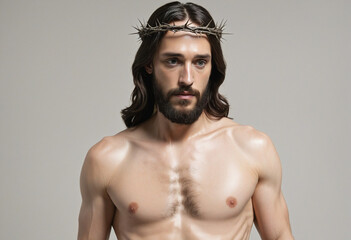 Oil painting of Jesus Christ with a crown of thorns