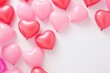 © Оксана Олейник - Various shades of pink heart-shaped balloons floating against a white background, symbolizing love and celebration.