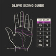 Glove sizing guide chart with hand illustration