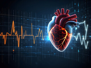 Digital health technology concept with heart rate and medical apps abstract illustration background design.