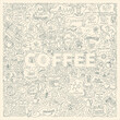 © Evgenii Kurochkin - Doodle illustration on the coffee theme for decoration, packaging and posters. Square aspect ratio