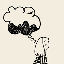 Contemplative Person Imagining A Stormy Cloud