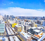 Fototapeta Na sufit - 冬の北海道札幌市、さっぽろテレビ塔から見た北東方向の街並み
