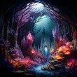 Underground cave paper cut crystals mystical hues