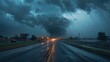 City Chaos: Tornado Strikes Business Road in Dramatic Weather