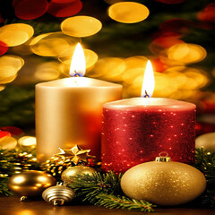 Poster - christmas candle and decorations