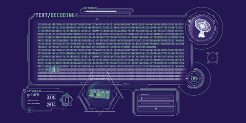 Wall Mural - radio telescope data processing interface with text decoding.