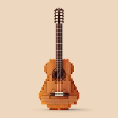 Wall Mural - An artistic rendering of an abstract wooden acoustic guitar in vector form, great for music-related art and design.