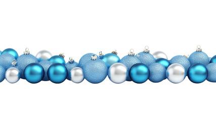 Wall Mural - christmas decorations with blue balls isolated on a transparent background