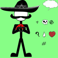 Wall Mural - mexican mariachi pictogram cartoon love heart hand pack collection in vector format