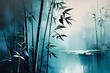the Ink painting with bamboo tree in simple minimalist style