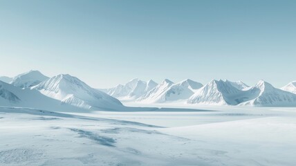 endless icy plains with distant mountains - serene arctic landscape showing an ice-covered expanse l