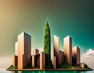 green city skyline illustration