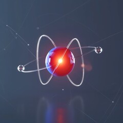 Wall Mural - atomic dance: subatomic realm, electrons, neutrons, and protons orbit a fixed nucleus in a model emp