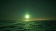 An eerie green glow illuminates the horizon as the night sky is illuminated by a powerful solar flare. The surreal beauty of the natural phenomenon is eclipsed by the danger
