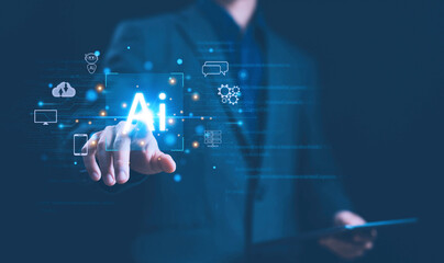 Wall Mural - ai digital technology, smart robot conversation, and bot artificial intelligence are open for custom