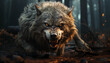 Angry wolf wallpaper image background created with a genrative ai technology