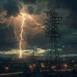 Electrical storm, energy surge, wide shot, dark clouds , 8K resolution