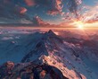 Mountain top victory, wide angle, sunrise glory , 8K resolution