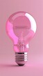 pink futuristic light bulb on pink 3D rendering A very minimalist cartoon brain Empty white background