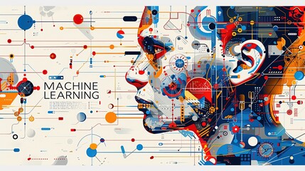 Wall Mural - concept for a commercial background image on the topic of machine learning. banner for advertising. 