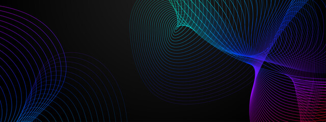 Purple violet green and blue vector modern line abstract technology background. Future technology concept. Horizontal banner template. Vector illustration