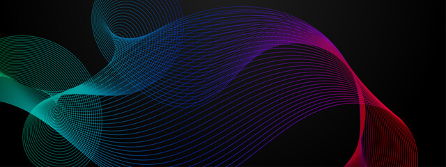 Purple violet green and blue vector modern line abstract technology background. Modern smooth wavy lines. Futuristic concept. Suit for banner, brochure, cover, website, corporate, flyer