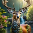 a majestic statue capturing the essence of nature's nobility through the form of a deer. Utilize fine details and graceful lines to convey the elegance and strength of the animal, while incorporating 