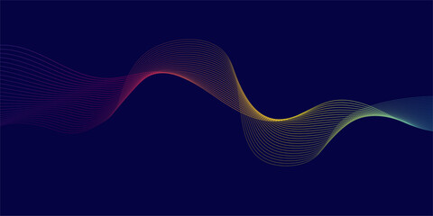 Wall Mural - flowing lines, wave pattern curve multicolors lines isolated on dark background. vector background c