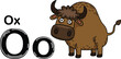 Illustration Isolated Animal Alphabet Letter O-Ox