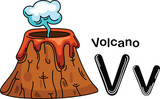 Fototapeta Dinusie - Illustration Isolated Alphabet Letter V-Volcano