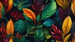 Vibrant Botanical Illustration: A Kaleidoscope of Colorful Leaves in Nature's Palette