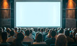 © simba kim - audience in the conference hall or seminar meeting with large media screen showing video presentation, Generative AI