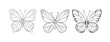 Hand-drawn Easter doodles of a butterflies with symmetric wings and simple pattern, perfect line art for coloring page