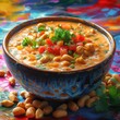 peanut soup in a bowl closeup