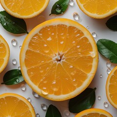 Sticker - food background orange slices closeup