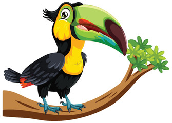 Wall Mural - Vibrant vector illustration of a toucan perched