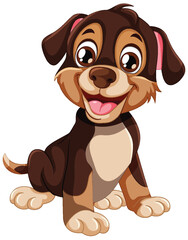 Wall Mural - Vector graphic of a cheerful, brown puppy sitting.