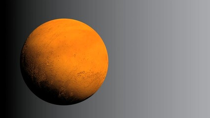 Wall Mural - Yellow planet with a cratered surface. A cosmic body is spinning in a dark universe.