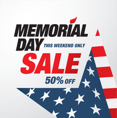 Wall Mural - memorial day sale banner vector graphic design